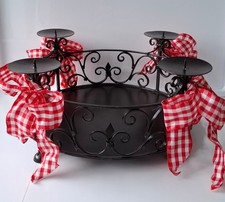 Adventskranz Metall schwarz, Schmiedeeisen, Gusseisen, massiv und schwer