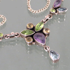 Silber Kette Amethyst  STERLING SILVER COLLIER Halskette