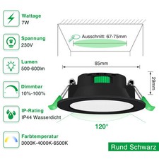 LED Einbaustrahler 68mm Decken Leuchte Strahler Dimmbar 230V Einbau IP65/IP44