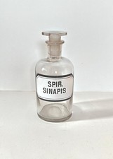 Antike Apothekenflasche Spiritus Sinapis 250ml  Emaille Schliffstopfen  Graviert