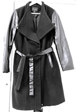 sehr schöner Leder Woll Damen Mantel Gr. 42