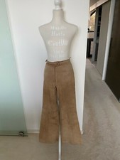 Maßgefertigte 70er Jahre Lederhose aus beigem Wildleder, true vintage