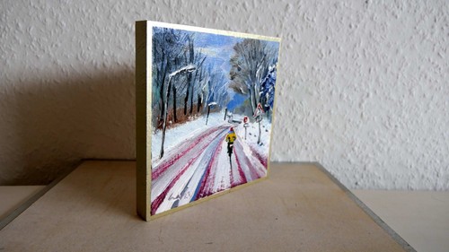 Winter road oil painting - oil,