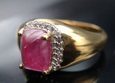 GOLDJUNGE69 * HARRY IVENS IV EDELSTEIN RING (17) RUBIN (beh) CUSHION 925er SILBE