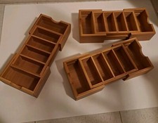 3 Stück Bambus aufbewahrungsboxen ausziehbar Organizer mit 4- 6 Fãchern Wie Neu!