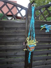 Türkise Makramee Ampel Ƹ̵̡Ӝ̵̨̄Ʒ Blumenampel Sommer- Sonne Makramee 110cm