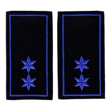 Schulterschlaufen 2 Sterne blau + Paspel