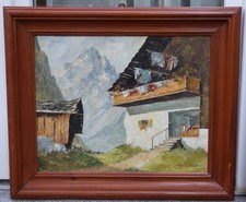 Carl BITTORF Gemälde Ölbild Bergbauernhof in Alpen nach Oskar Mulley, gerahmt