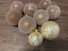 Nr. 61 Deko Weihnachten Glaskugeln creme/braun 9St. 6-8cm