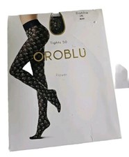 Oroblu Strumpfhose Dahlia L/XL Black Flower