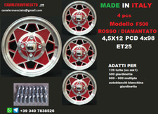Alufelgen 12 Millemiglia ROT Fiat 500 126 P bis Oldtimer OLD 4x98 Alt