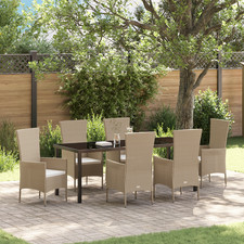 vidaXL Garten Essgruppe mit Kissen 5 pcs Beige Poly-Rattan