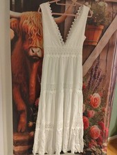 Kleid Weiss Lang Gr. M-L Vintage 