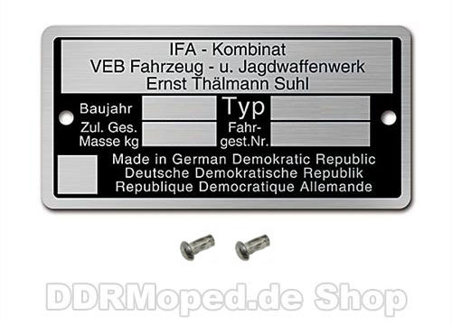 Simson typenschild rahmen - typenschild,