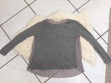 ZARA Damen Longsleeve Pullover Gr. S grau Feinstrick halbtransparenter Rücken
