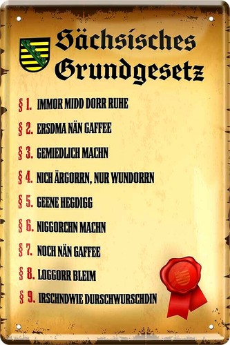 Blechschild 20x30 sächsisches - 20x30,