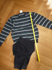 146 152 Frottee Schlafanzug  Normann Jungen grau blau grün Streifen warm w.Neu