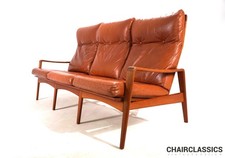 Komfort 3 Sitzer Ledersofa von Arne Wahl Iversen, 1960