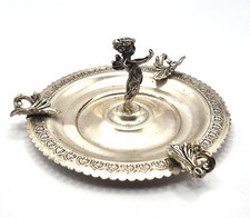 Toller versilberter Putto / Engel Aschenbecher / Schale wohl Italien