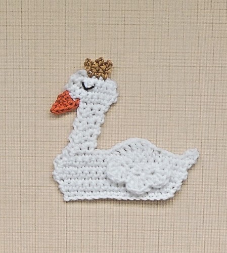 Applikation schwan mit krone - schwan,