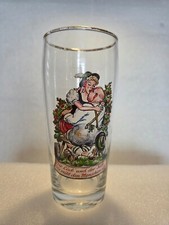Antike Bayerische Biergläser mit Witz Motiv humoristische Szene und Trinkspruch