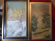 ZWEI SEHR ALTE, ORIGINALE, HOCHFORMATIGE LANDSCHAFTSGEMÄLDE - SET, n. sign. 1910