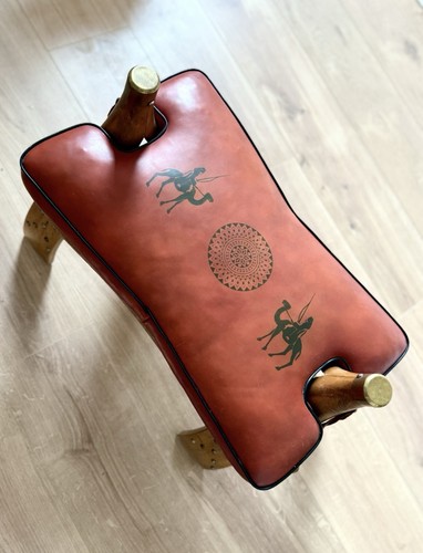 Vintage kamelhocker leder holz - vintage,