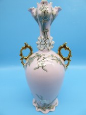 Vintage DESIGN TISCHVASE H&C Rosa Porzellan vergoldet Tschechische Republik