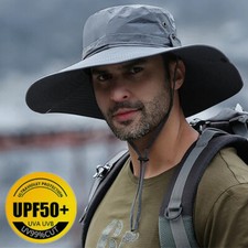 Herren große breite Krempe Sonnenhut Fischerhut Wandern Angeln UV-Schutz Hut