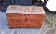 Braunschweiger Truhe Biedermeier 1820 Runddeckel Esche Furnier Originalzustand 