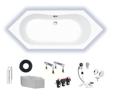 Badewanne Sechseckwanne Repabad Alicante/Alice 180x80x45 Mittelablauf 0025501
