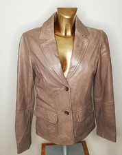  taupefarbene Lederjacke von