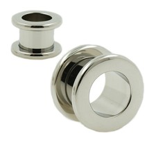Stahl Flesh Tunnel Ohr Piercing Plug runder Rand Silber 3mm-28mm Schraubtunnel