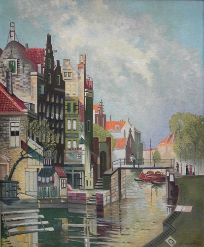 Gemälde altstadt gracht - an,