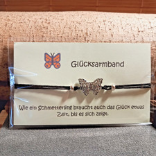 Glücksarmband mit Zugbandverschluss auf Karte mit Spruch Motiv Schmetterling (9)