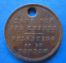 alte WERTMARKE BELGIEN Hundesteuermarke 1926 Belasting op de Honden Kupfer