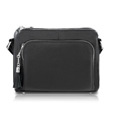 Schwarze Leder-Posttasche für