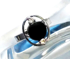 UNID Ring Silber 925 Diamant Onyx Modernist Brutalist Design antik Vintage