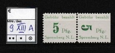 Lokal Spremberg 9 A XIII (liegende Wertziffer) postfrisch BPP-geprüft (B14245)