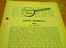 Typen Tips Werkstattinformation Reparaturanleitung Typen Tips LLOYD Arabella
