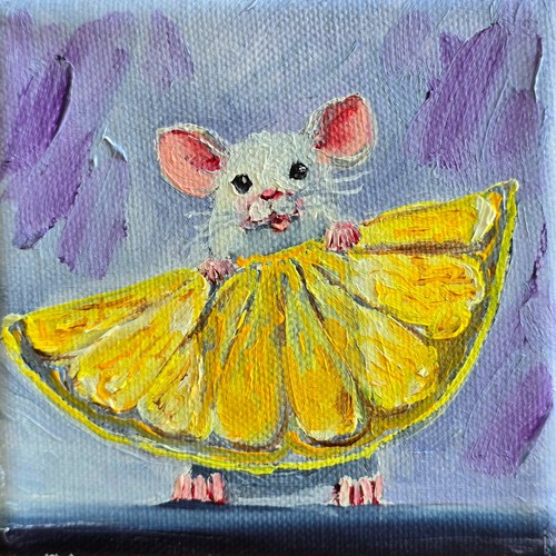 Maus zitrone ölbild - &, 10x10
