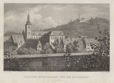 Bamberg Kloster Michelsberg Original Stahlstich Poppel 1843