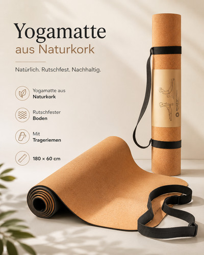 Yogamatte naturkork rutschfest - naturkork,