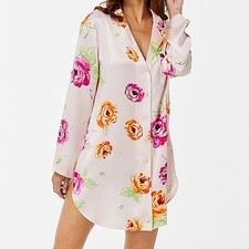 Jadee Sleepshirt Schlafhemd Nachthemd 100% Seide - L  - Rosa