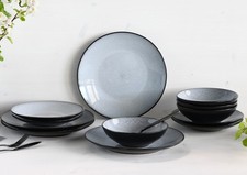 Tafelservice Grönvik Geschirr 12 tlg. Farbverlauf- Frost Steinzeug Tellerset 4 P