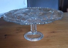 Tortenplatte mit Fuss, Kuchenplatte, Glas, Durchmesser 28cm, Höhe 13cm, vintage
