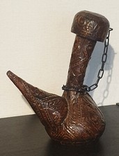 Spanischer Porron, geprägte Lederhülle, Weinkrug, Vintage, Mittelalter Lager 