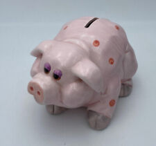 niedliches Sparschwein, Rosa mit roten Punkten, Keramik ca.16 cm x 9 cm