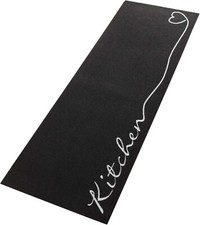 Küchenläufer Teppichläufer Kurzflor Teppich Küchenteppich rutschfest – Schwarz,