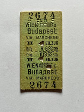 EK24, alte Fahrkarten, Bahn, Reichsbahn, Eilzug, Wien-Budapest, 1905